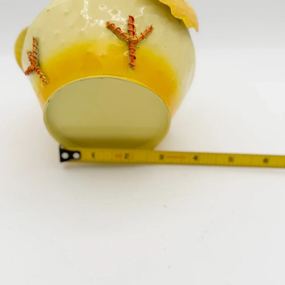 Retro Easter Chick Metal Basket Yellow Spring Cottage Decor 5.25